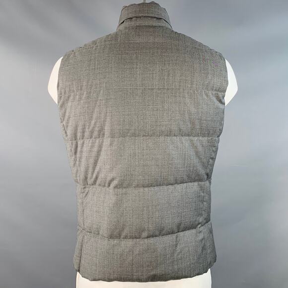 BRUNELLO CUCINELLI Size XL Grey Heather Wool Padded Buttoned Vest - Picture 4 of 10